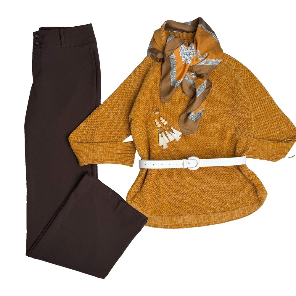 Womens Esprit Pants Sweater Silk Scarf Earrings Ring Bracelet Leather Belt Sz S